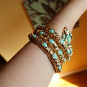 EPCOT Morocco Gold and Turquoise Snake Bracelet